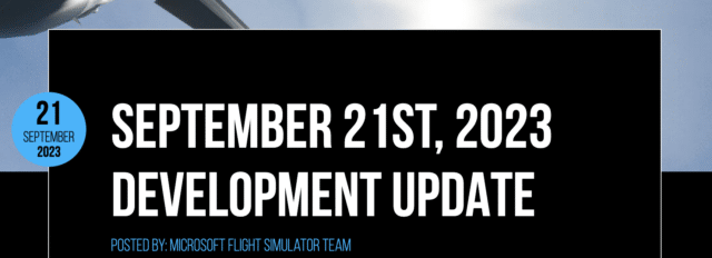 Entwicklungsupdate vom 21. September 2023 – Microsoft Flight Simulator